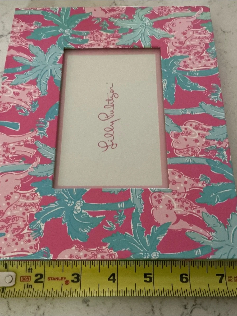 Lily Pulitzer picture frame green pink floral 4x6”